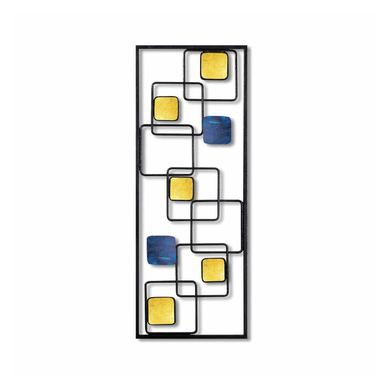Decorațiune perete ART INFINITE, galben/albastru/negru, metal, 28x5x74 cm