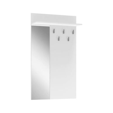 Cuier de perete cu oglindă Lima PR-1, alb, PAL laminat, 70x20x120 cm