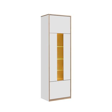 Vitrina pentru living COMPLEX, alb, PAL laminat, cu iluminare LED, 60x40x196 cm