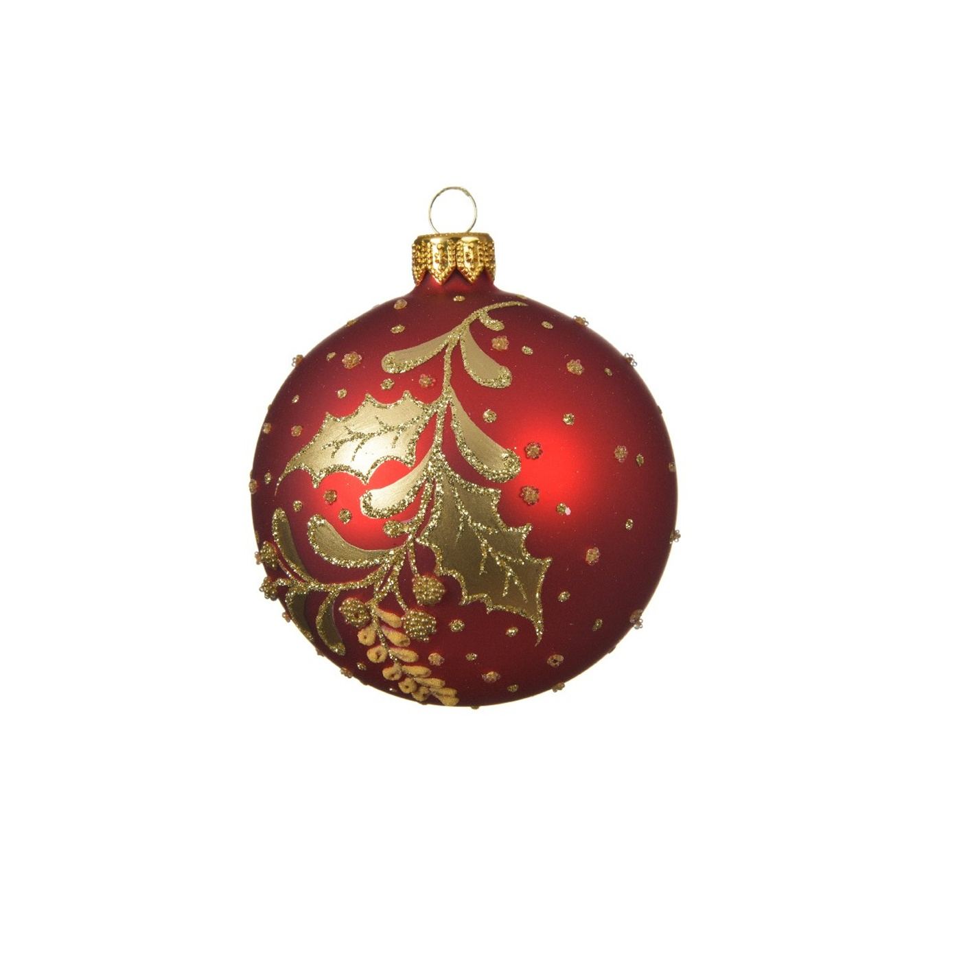 Üveg gömb, színes, arany díszítéssel, 8 cm - 2