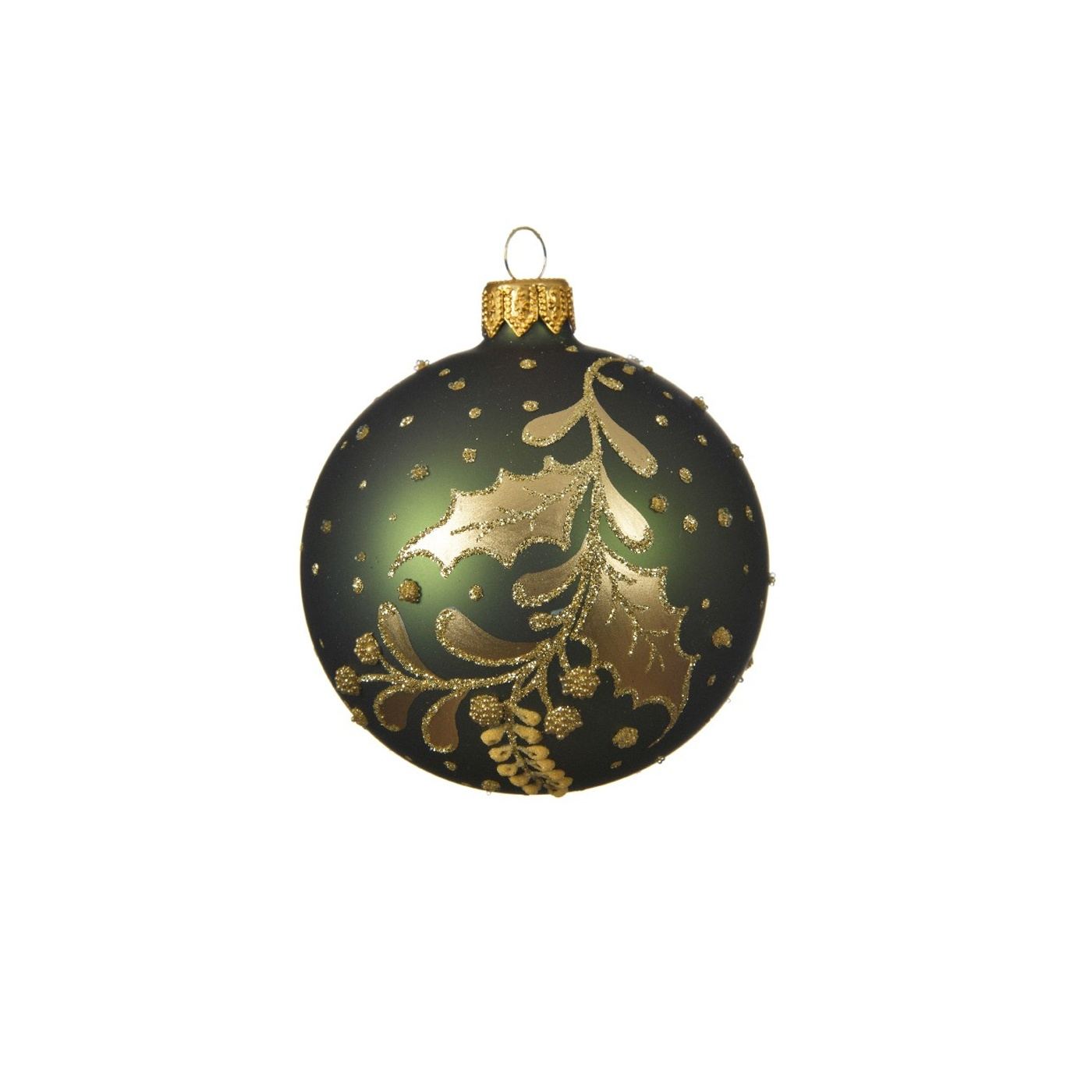 Üveg gömb, színes, arany díszítéssel, 8 cm - 3