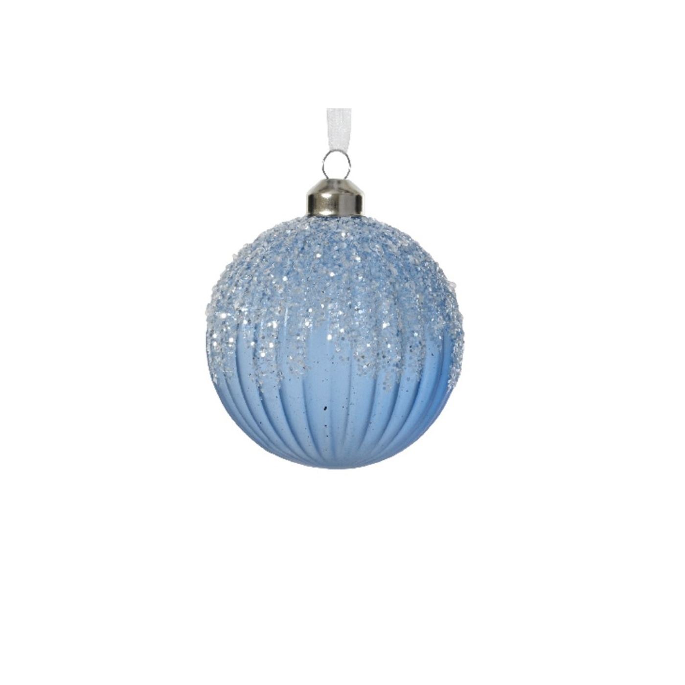 Üveg gömb, gyöngyös díszítéssel, 8 cm - 2