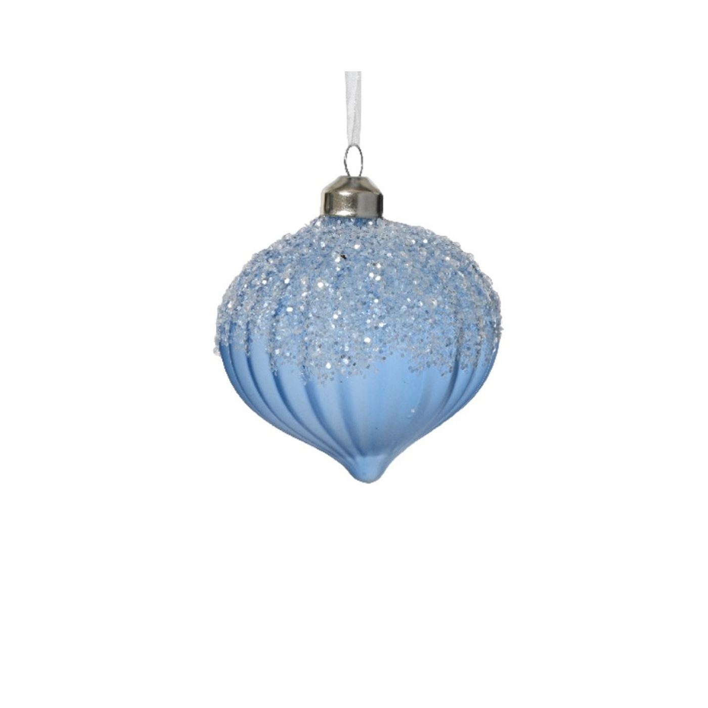 Üveg gömb, gyöngyös díszítéssel, 8 cm - 6