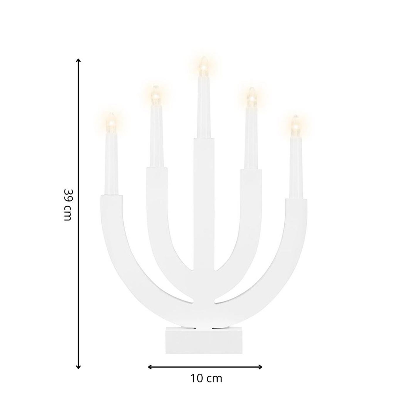 Gyertyatartó stílusú világító dekoráció, fa, 39 cm, meleg fény, elemes, fehér - 15