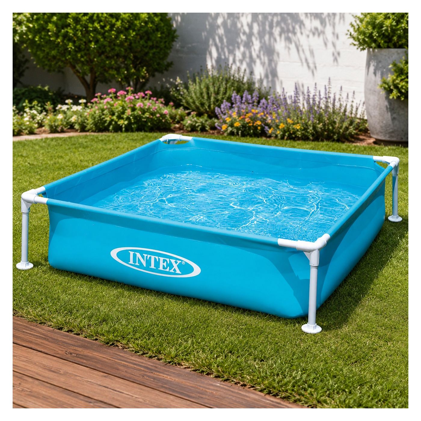 Intex Mini Frame Kerti medence 122x122x30 cm, fémvázas, 342 literes, kék - 2