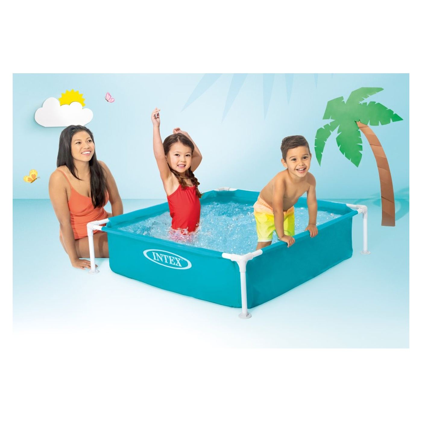 Intex Mini Frame Kerti medence 122x122x30 cm, fémvázas, 342 literes, kék - 4