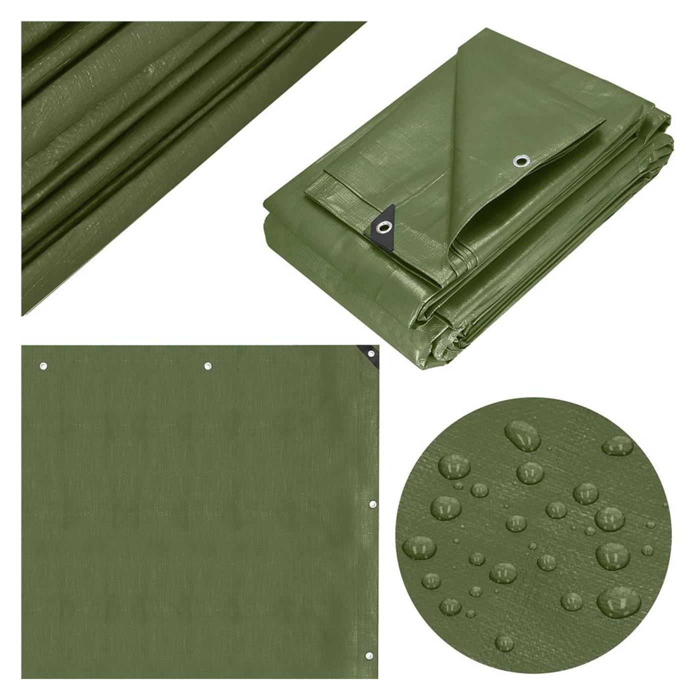 Vízálló laminált polietilén ponyva, 120g/m2, 3x4m, zöld - 2