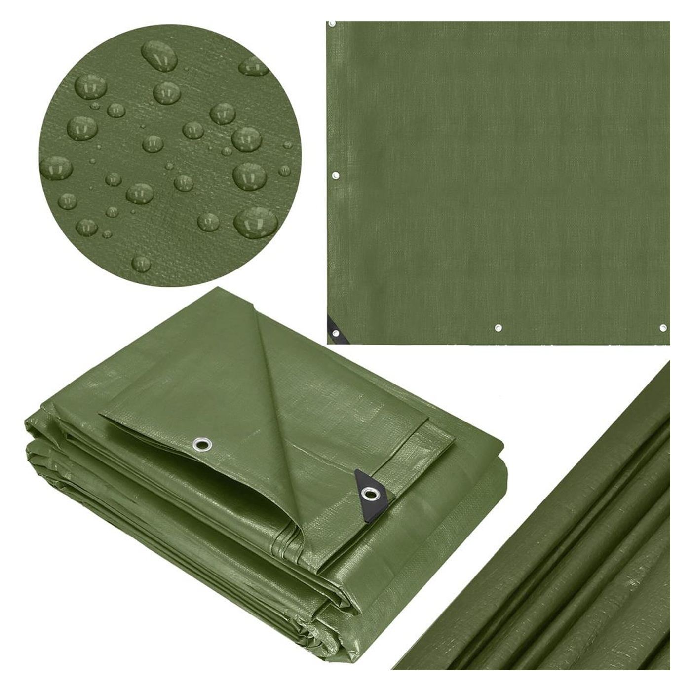 Vízálló laminált polietilén ponyva, 120g/m2, 3x4m, zöld - 4
