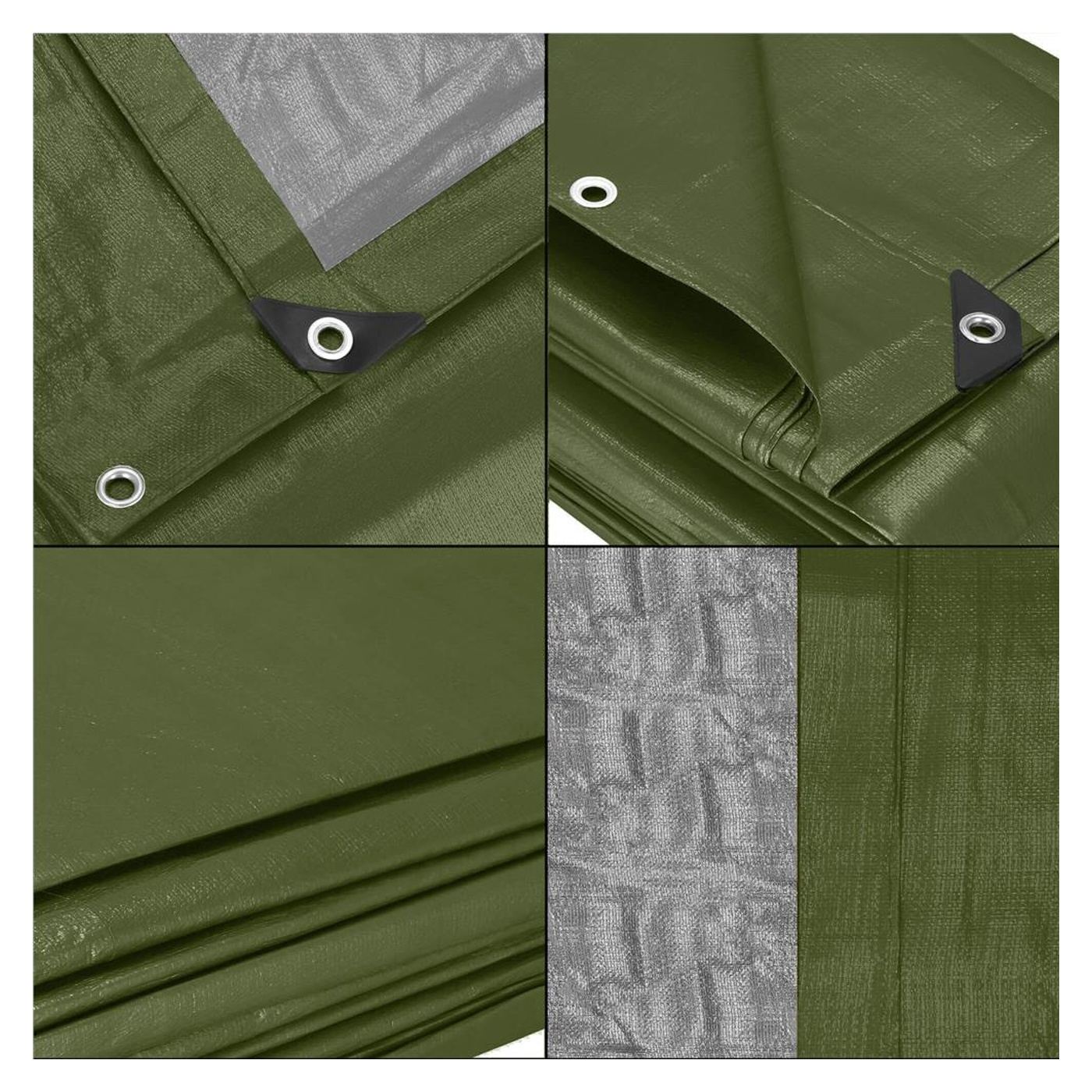 Vízálló laminált polietilén ponyva, 120g/m2, 3x4m, zöld - 7