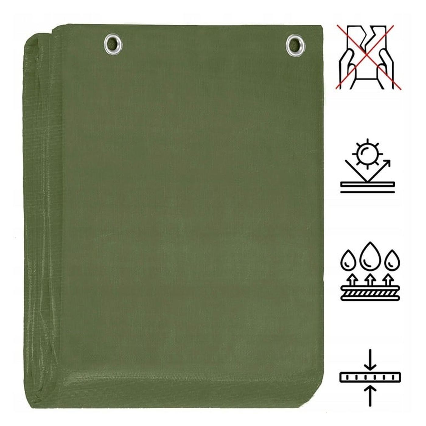 Vízálló laminált polietilén ponyva, 120g/m2, 3x4m, zöld - 13
