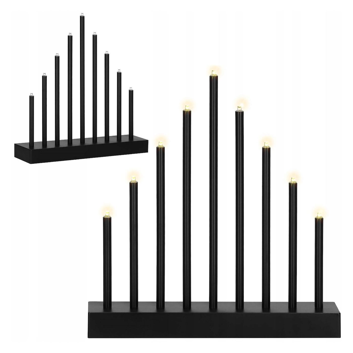 Adventi dekoratív gyertyatartó 9 LED gyertyával, fekete - 5