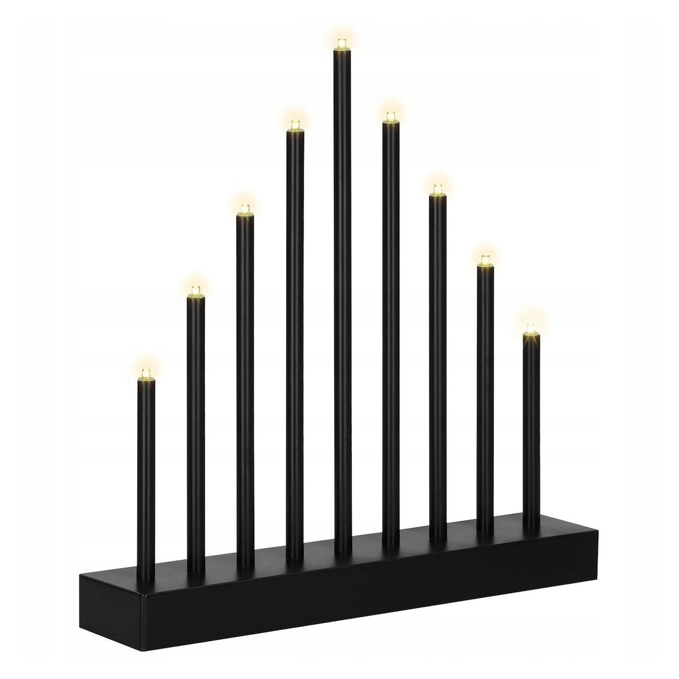 Adventi dekoratív gyertyatartó 9 LED gyertyával, fekete - 11
