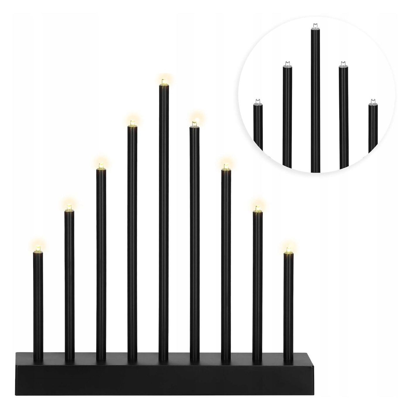 Adventi dekoratív gyertyatartó 9 LED gyertyával, fekete - 12