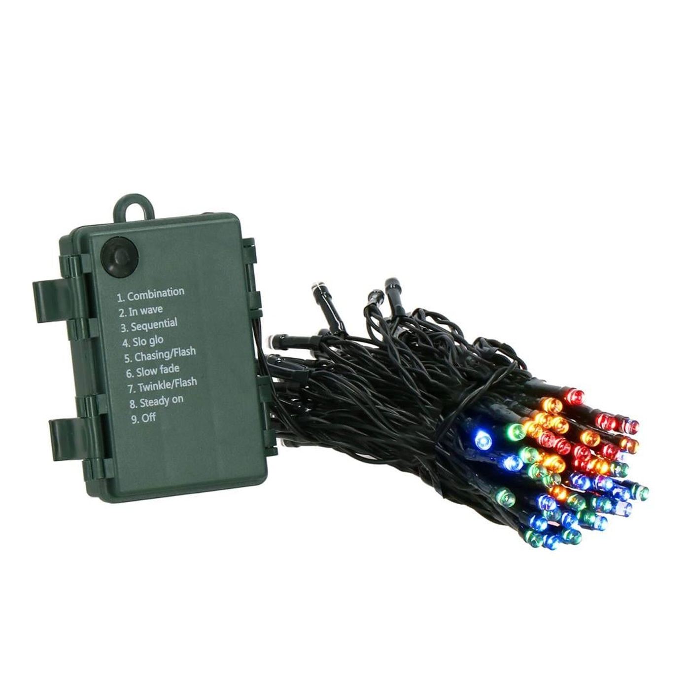 Kültéri kerti fényfüzér, 5 méter, 50 LED, elemes, többszínű - 7