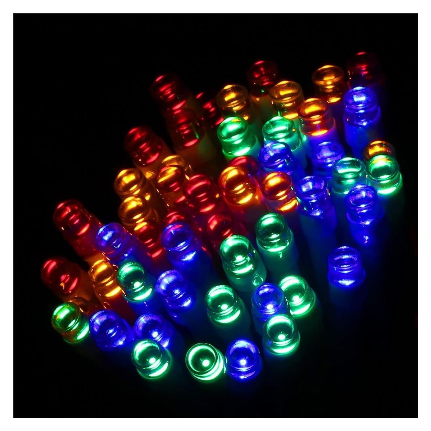 Kültéri kerti fényfüzér, 5 méter, 50 LED, elemes, többszínű - 13