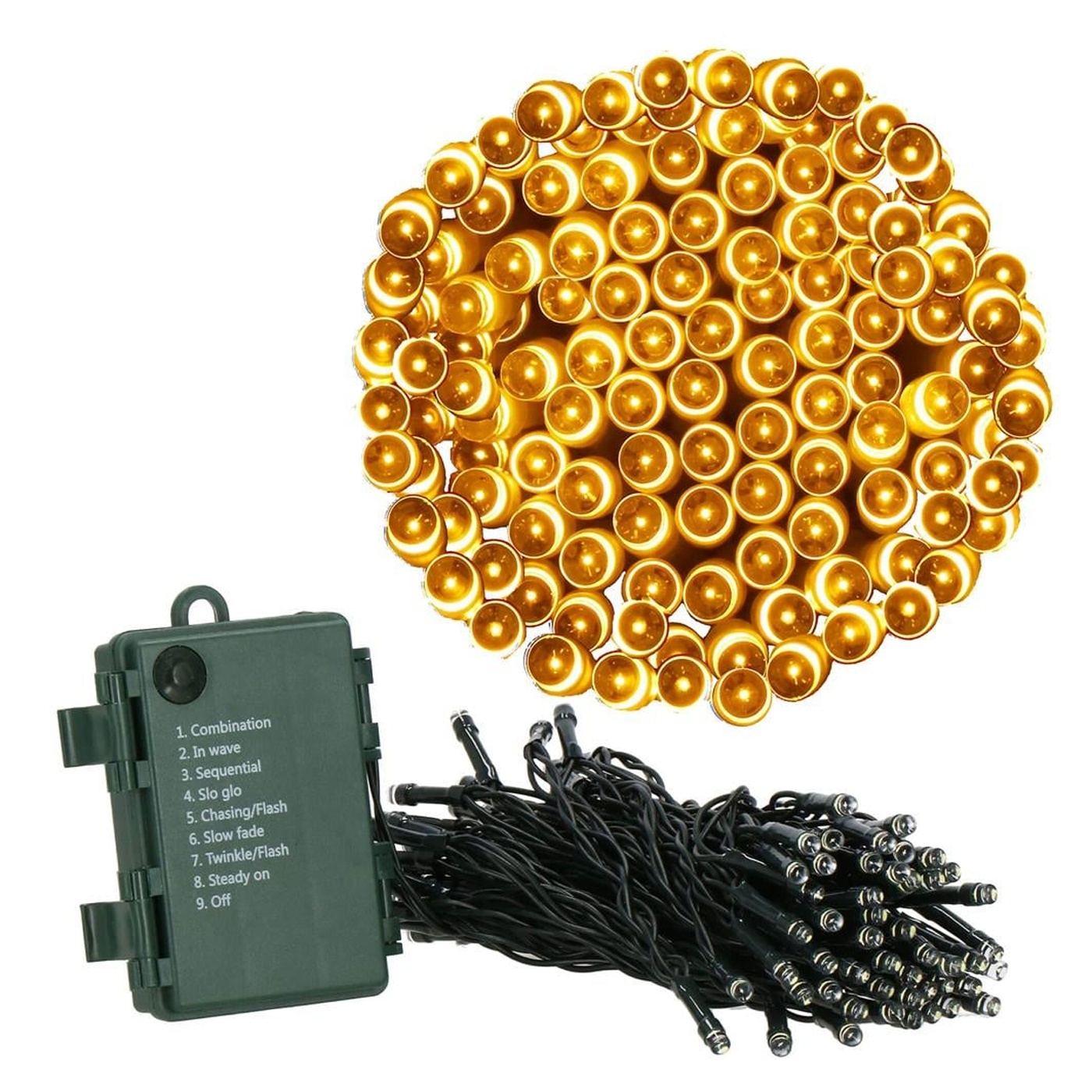 Kültéri kerti fényfüzér, 5 méter, 50 LED, elemes, sárga - 6