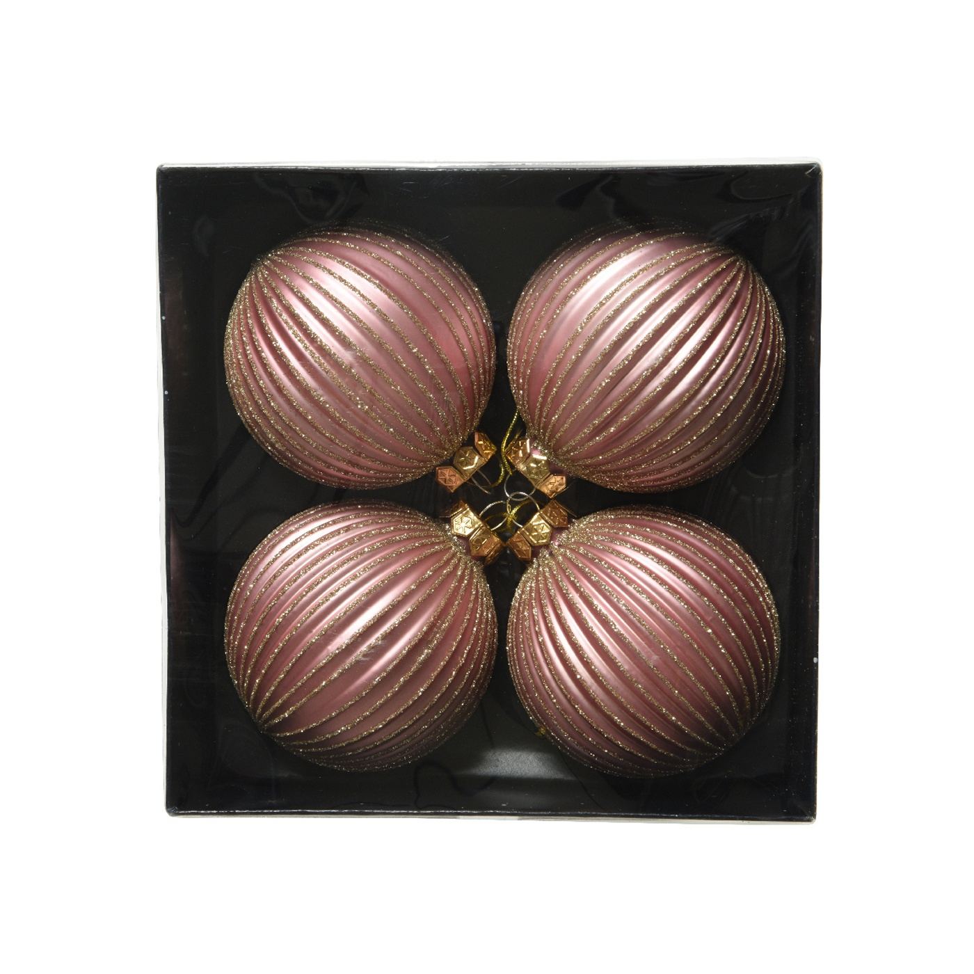 4 db üveg gömb szett, krémszínű/matt pezsgő, 8 cm - 3