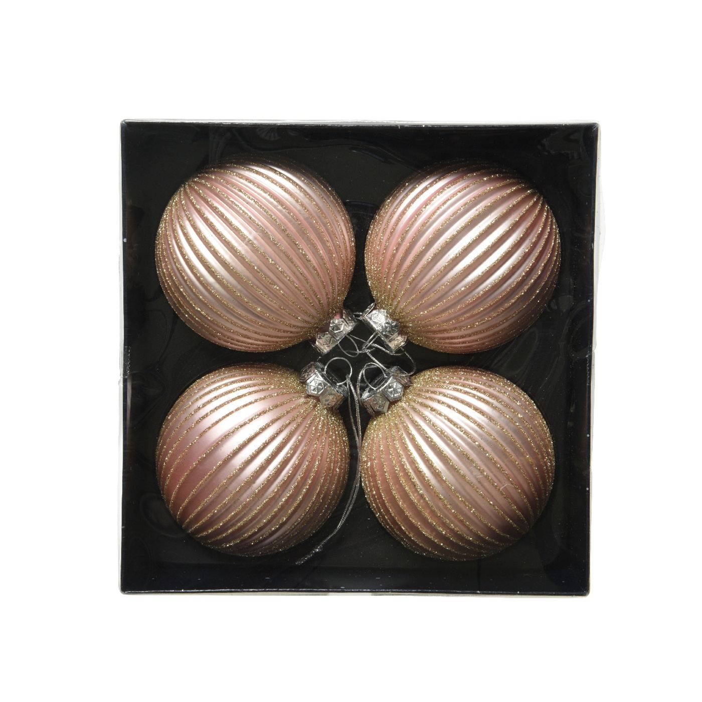 4 db üveg gömb szett, krémszínű/matt pezsgő, 8 cm - 4