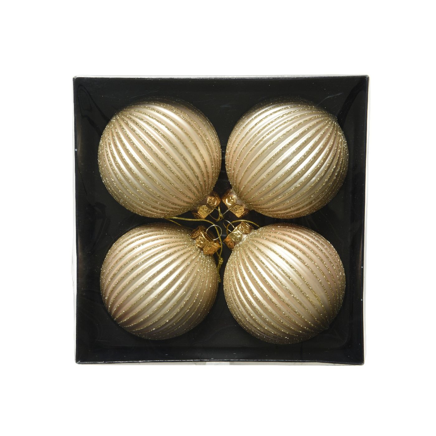 4 db üveg gömb szett, krémszínű/matt pezsgő, 8 cm - 5