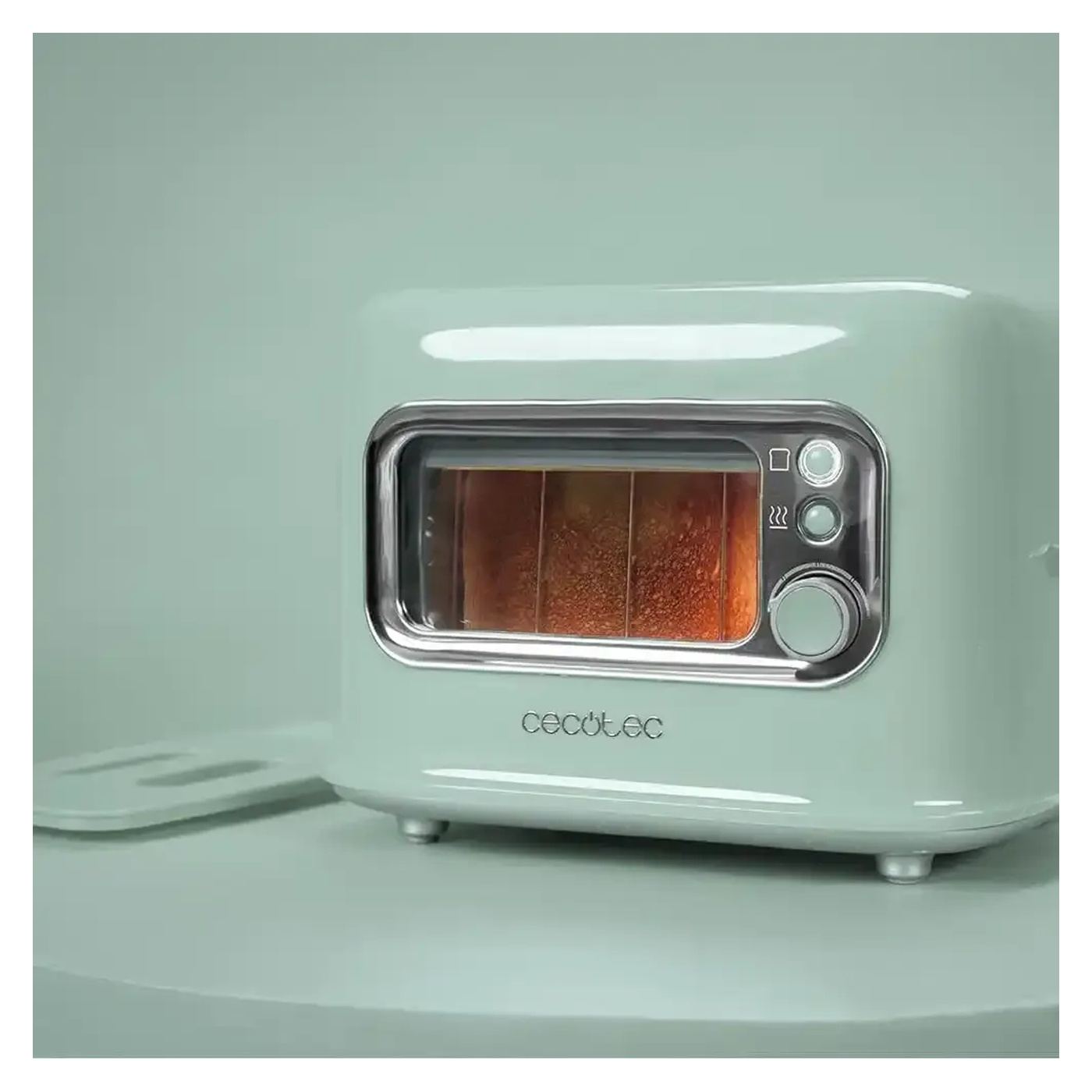 Retro kenyérpirító, Cecotec, RetroVision, 2 szeletes, zöld - 5