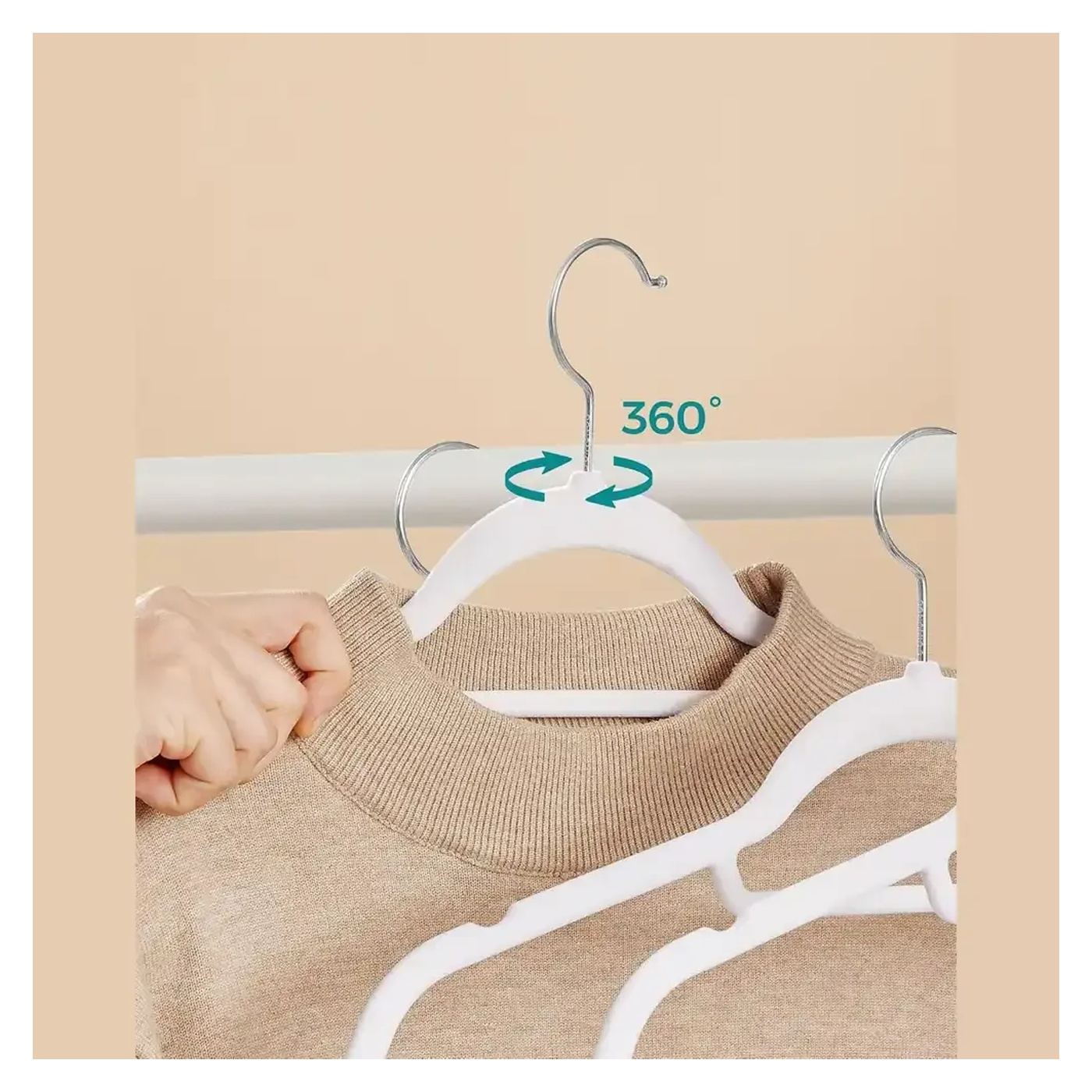 50 db Songmics bársony ruhafogas szett, fehér - 6