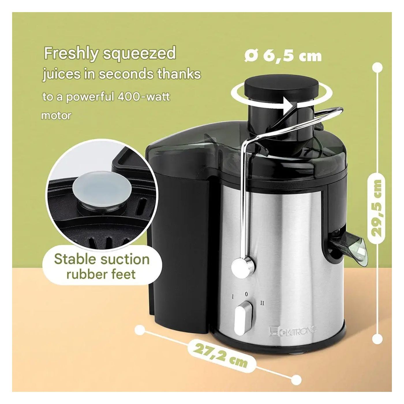 XL Gyümölcs- és zöldségfacsaró, Clatronic, 1,5 liter, 400 W, fekete - 7
