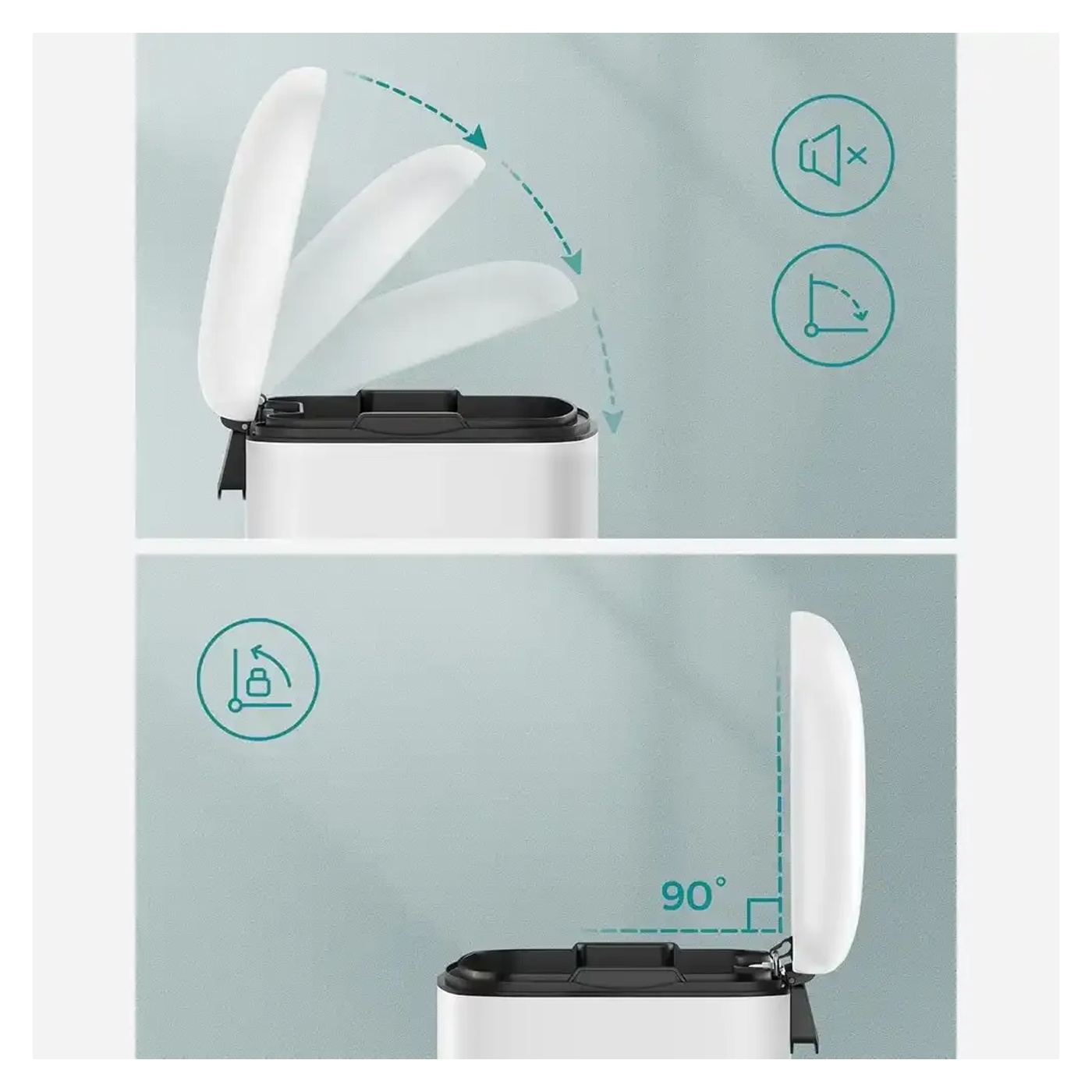 Pedálos szemetes, Songmics, 1 rekeszes, 30 literes, fehér - 3