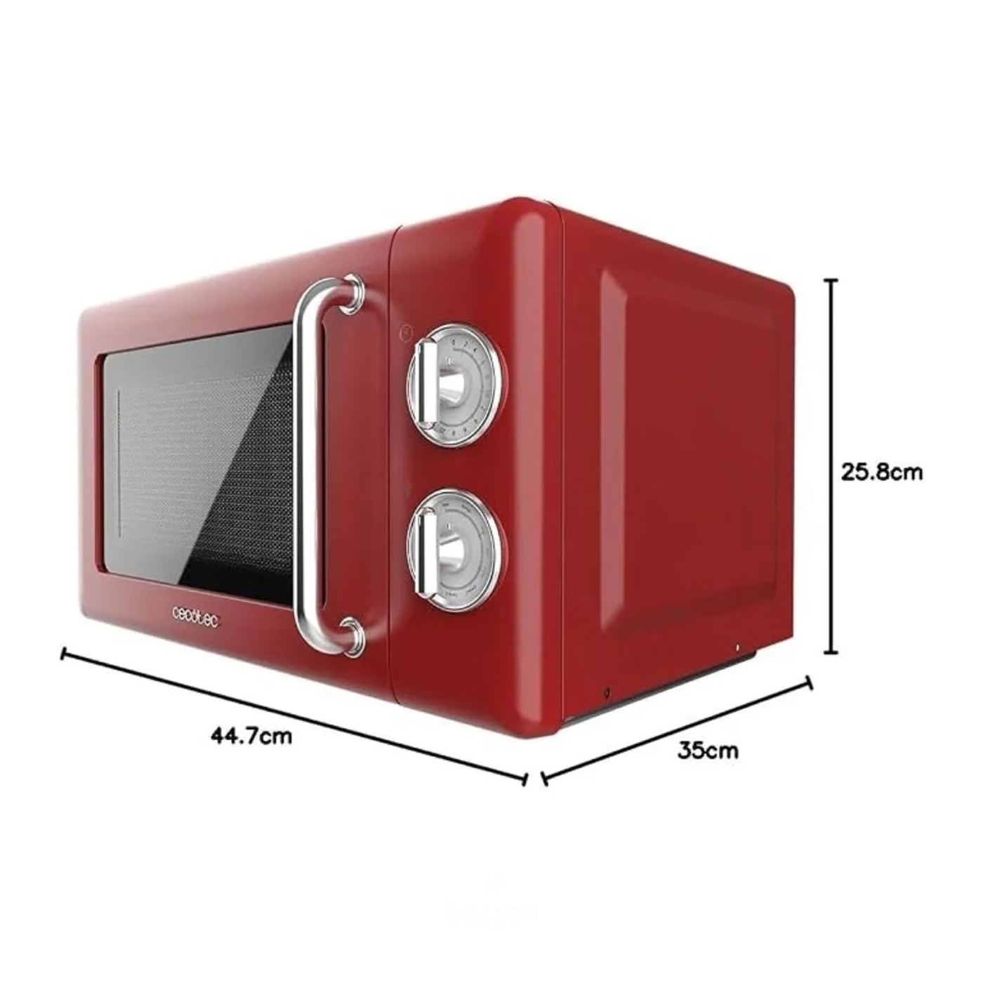 2 az 1-ben Retro Mikrohullámú Sütő, 20 Liter, Cecotec, ProClean, Piros - 4