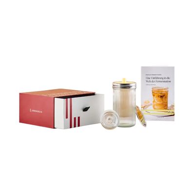Kit premium pentru fermentare cu recipient din sticlă, Lieblingsglas, Mini, 0.6 litri, cutie cadou inclusă, transparent