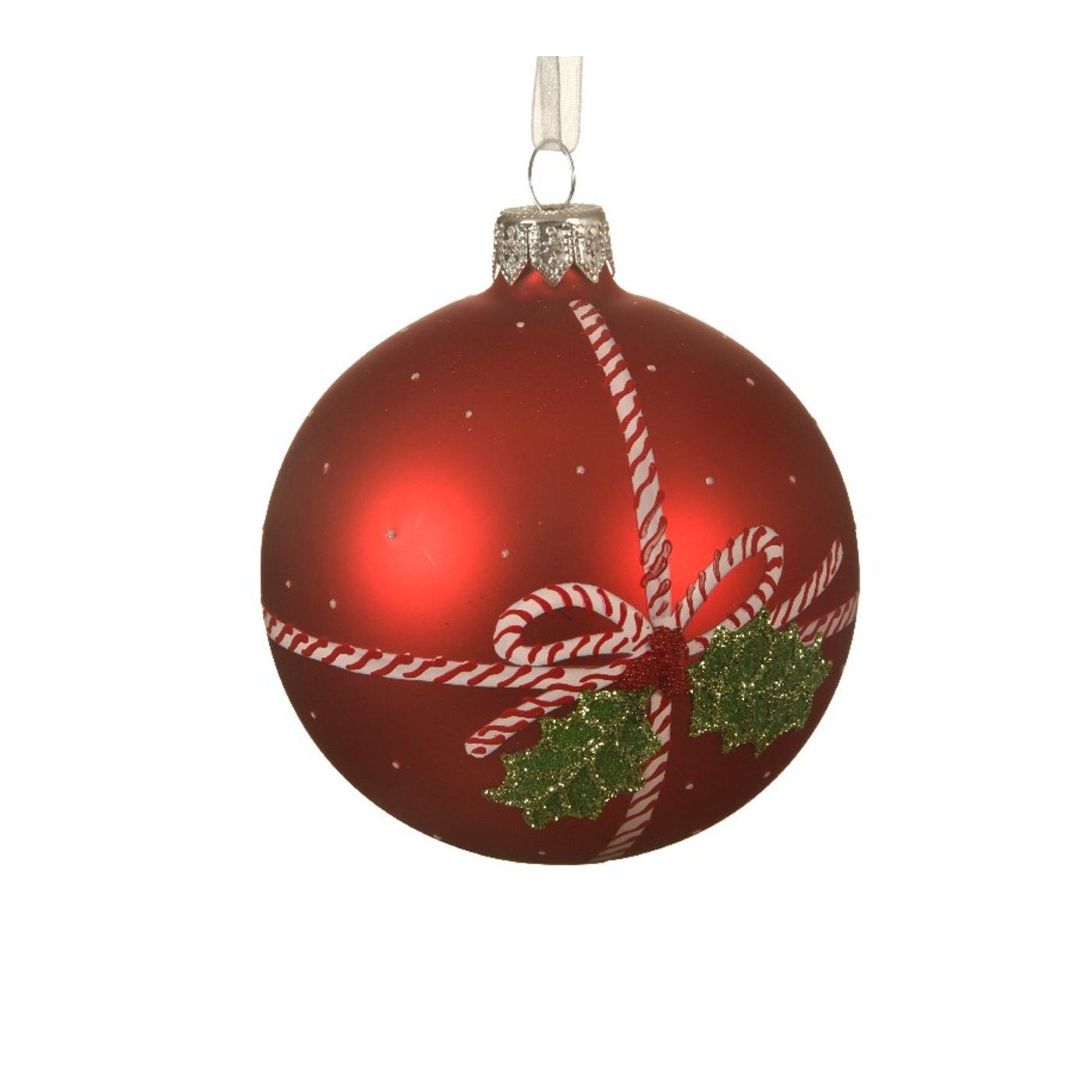 Üveg karácsonyi dísz, piros/zöld, karácsonyi mintával, 8 cm - 2