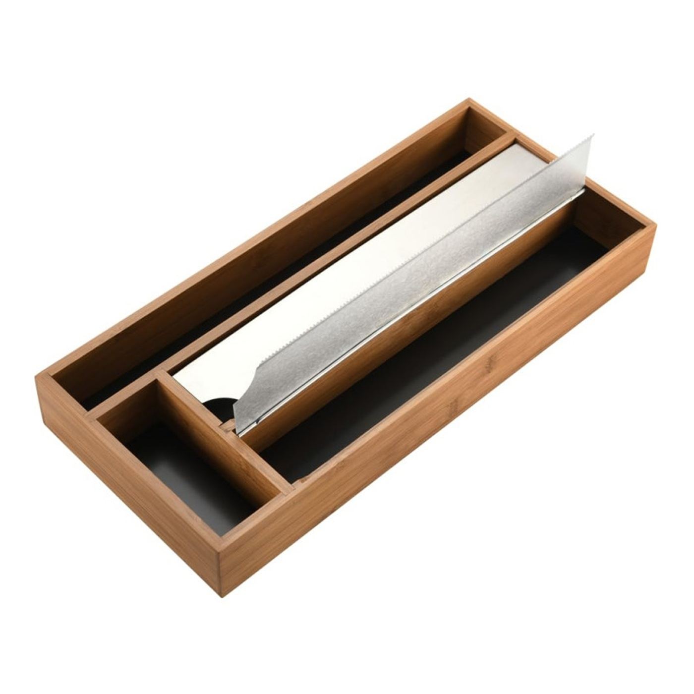 Kesper 59041 Fólia és sütőpapír adagoló, 4 rekeszes, 2 tekercs 30 cm-ig, bambusz, barna - 5