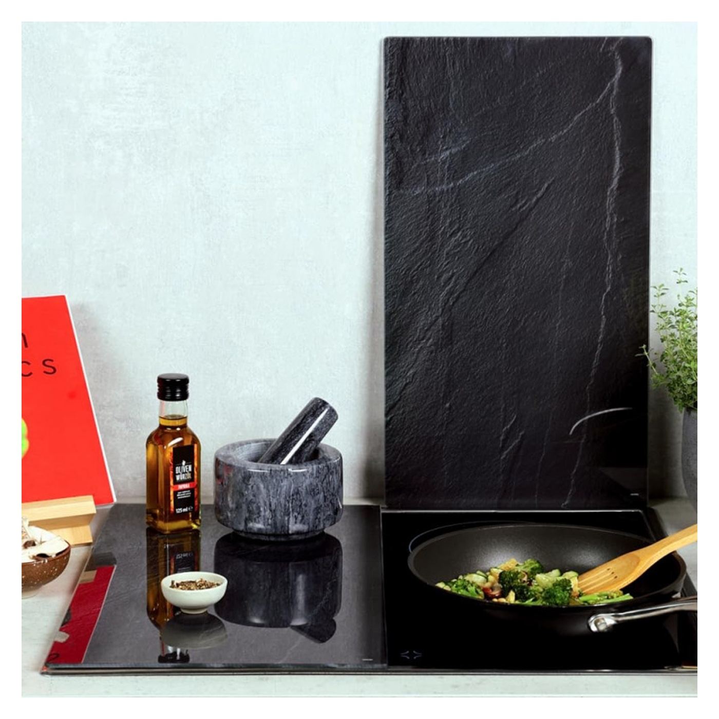 Kesper 2 részes vágódeszka szett 37523, 50x28,5 cm, üveg, fekete/pala - 3