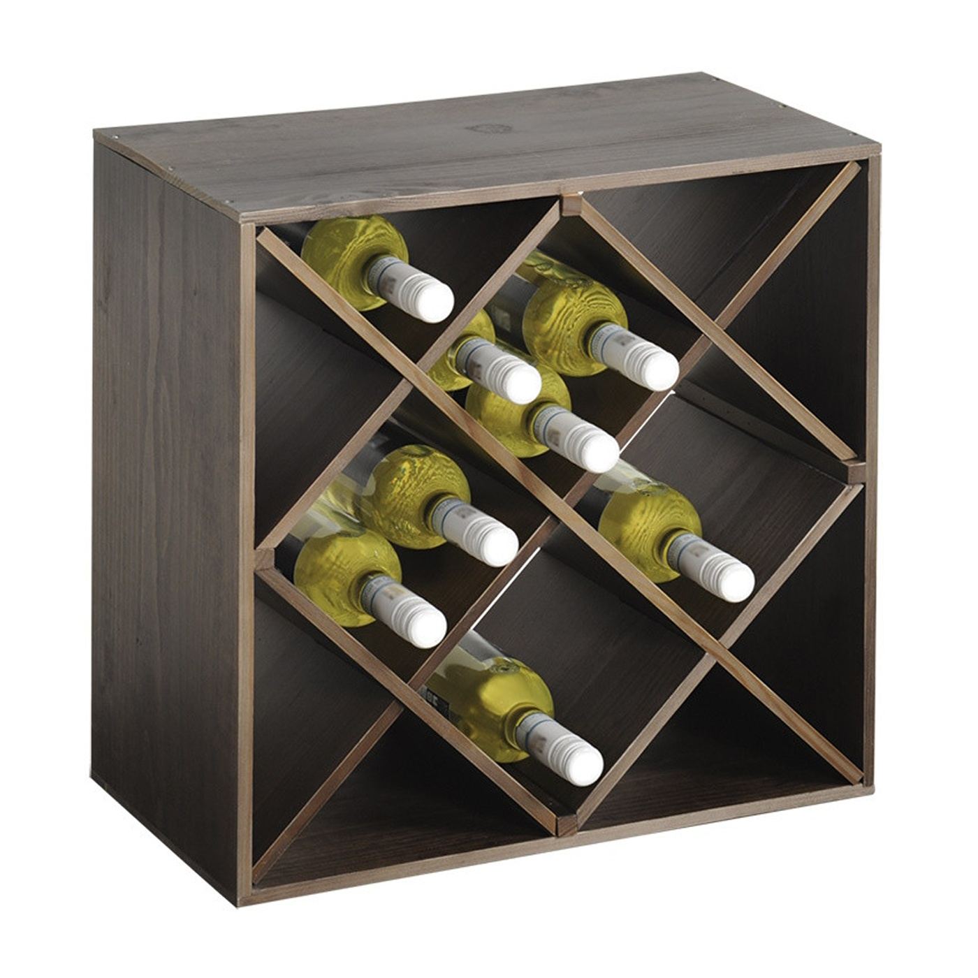 Kesper Bortartó állvány 69244, 50x50x25 cm, 12 rekeszes, akár 20 palackhoz, fenyő, barna - 2