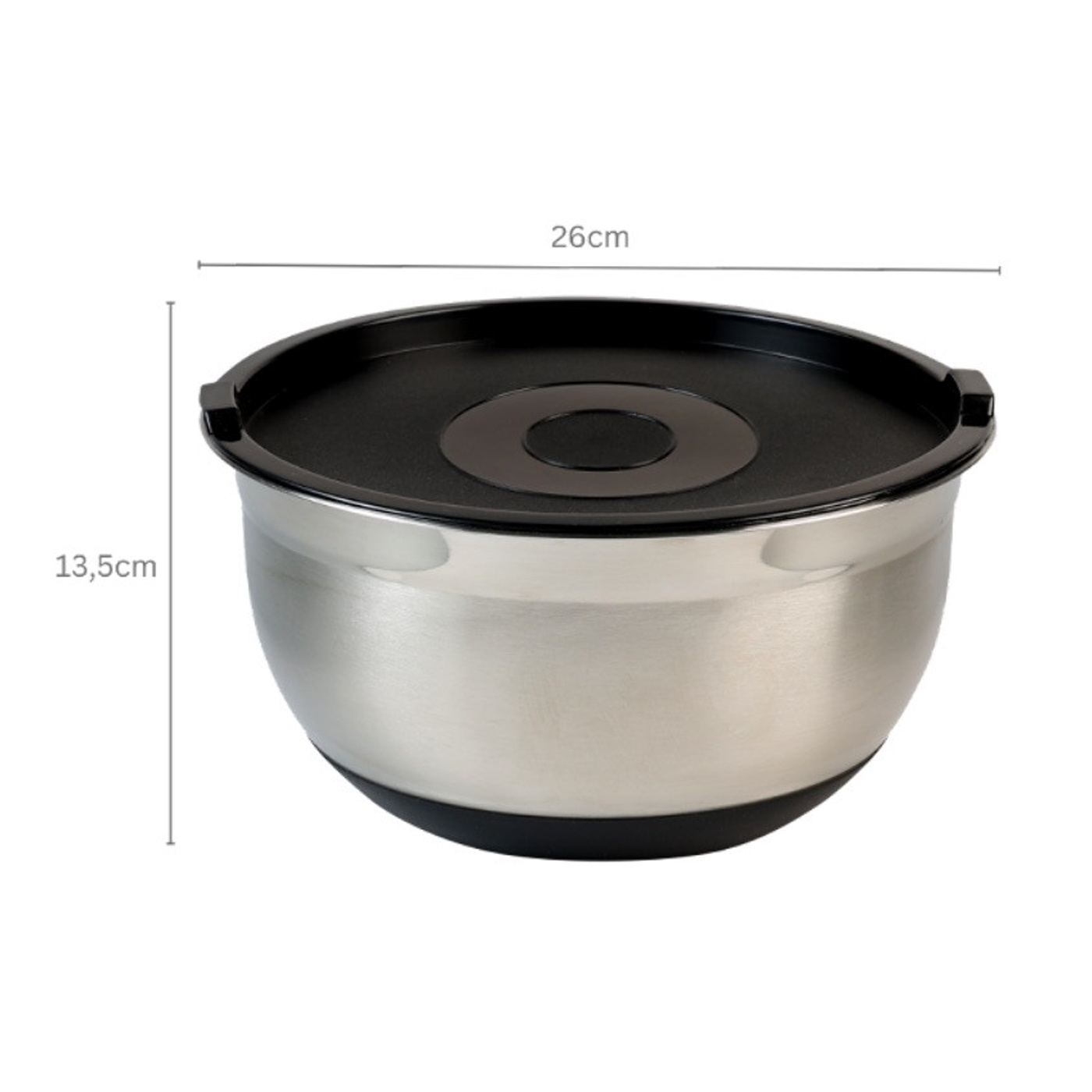 Kesper keverőtál fedéllel 90826, 4,5 L, 26 cm, rozsdamentes acél, mérlegskála, széles perem, csúszásmentes talp, ezüst - 6