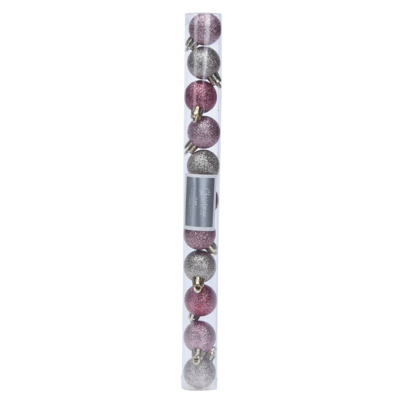 11 db színes karácsonyfadísz szett, 3 cm - 2