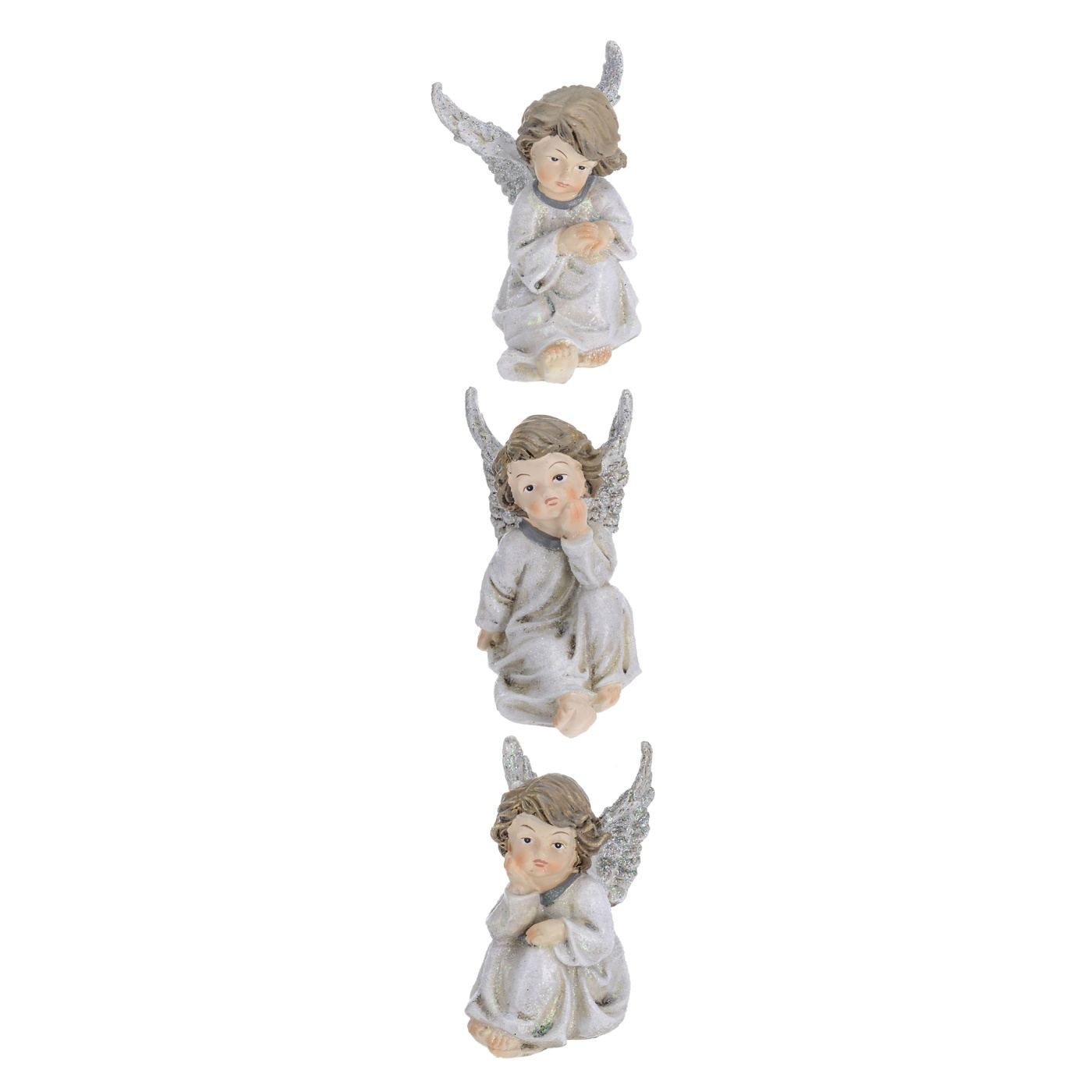 Kerámia angyal figurina, ülő, szürke - 2