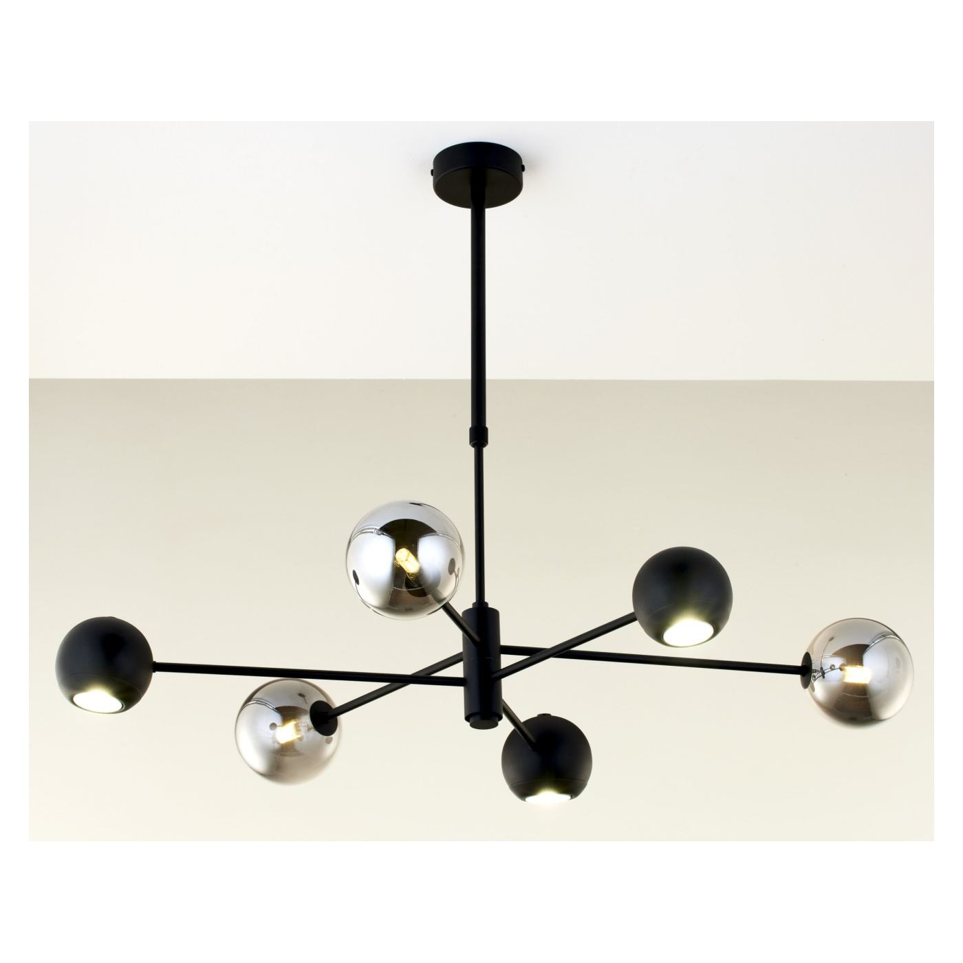 JUPITER MOKA sorozatú csillár, fekete, füst, 3xG9/3xGU10/14W - 3