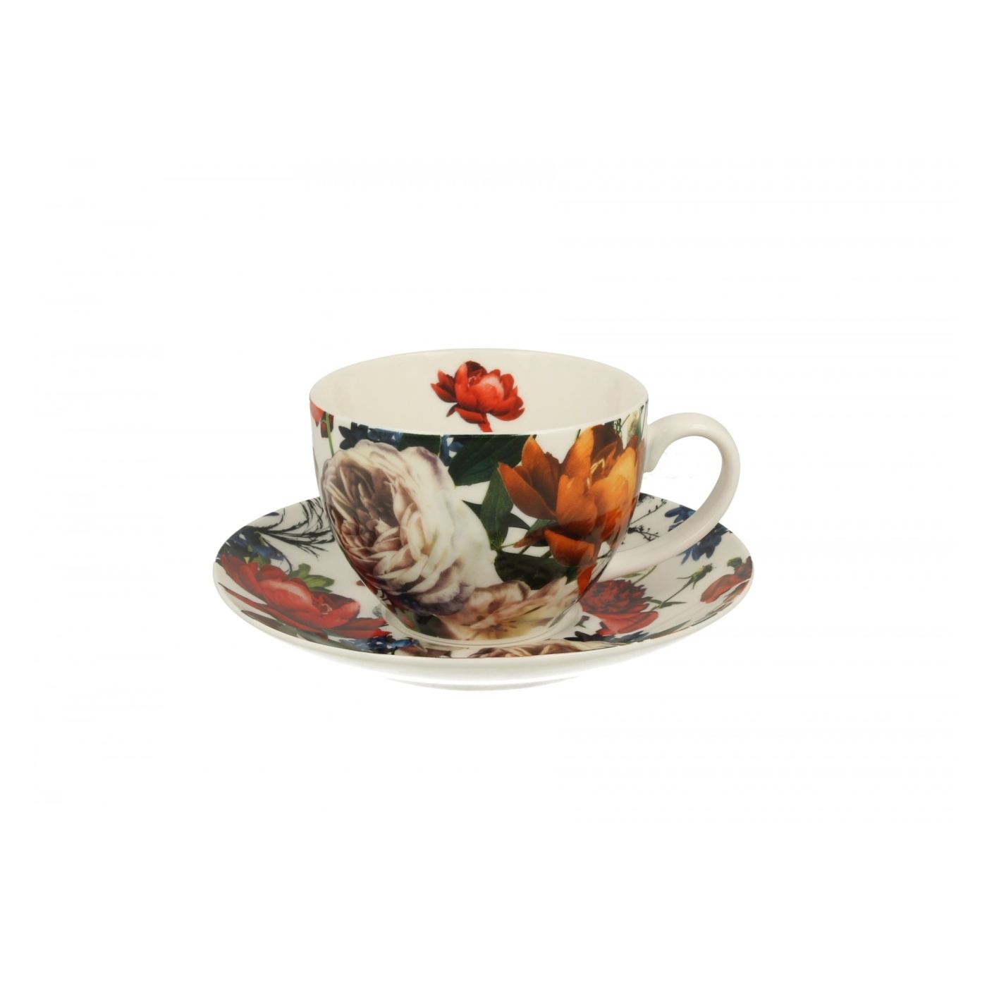 Készlet bögre + tányér, porcelán, White Rose, 250 ml - 2