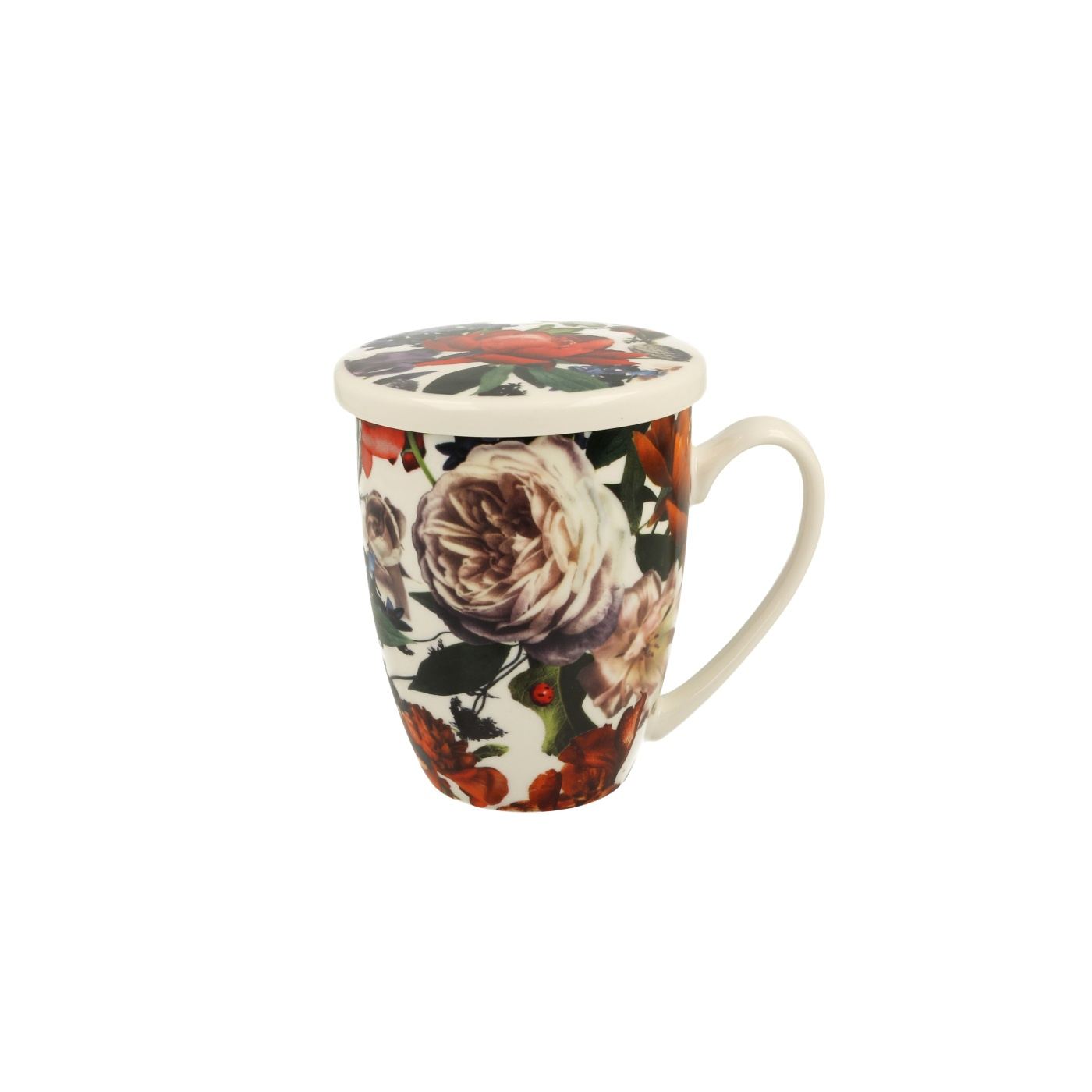 Teáscsészékészlet, porcelán, White Rose, fém infúziós betéttel, 325 ml - 3