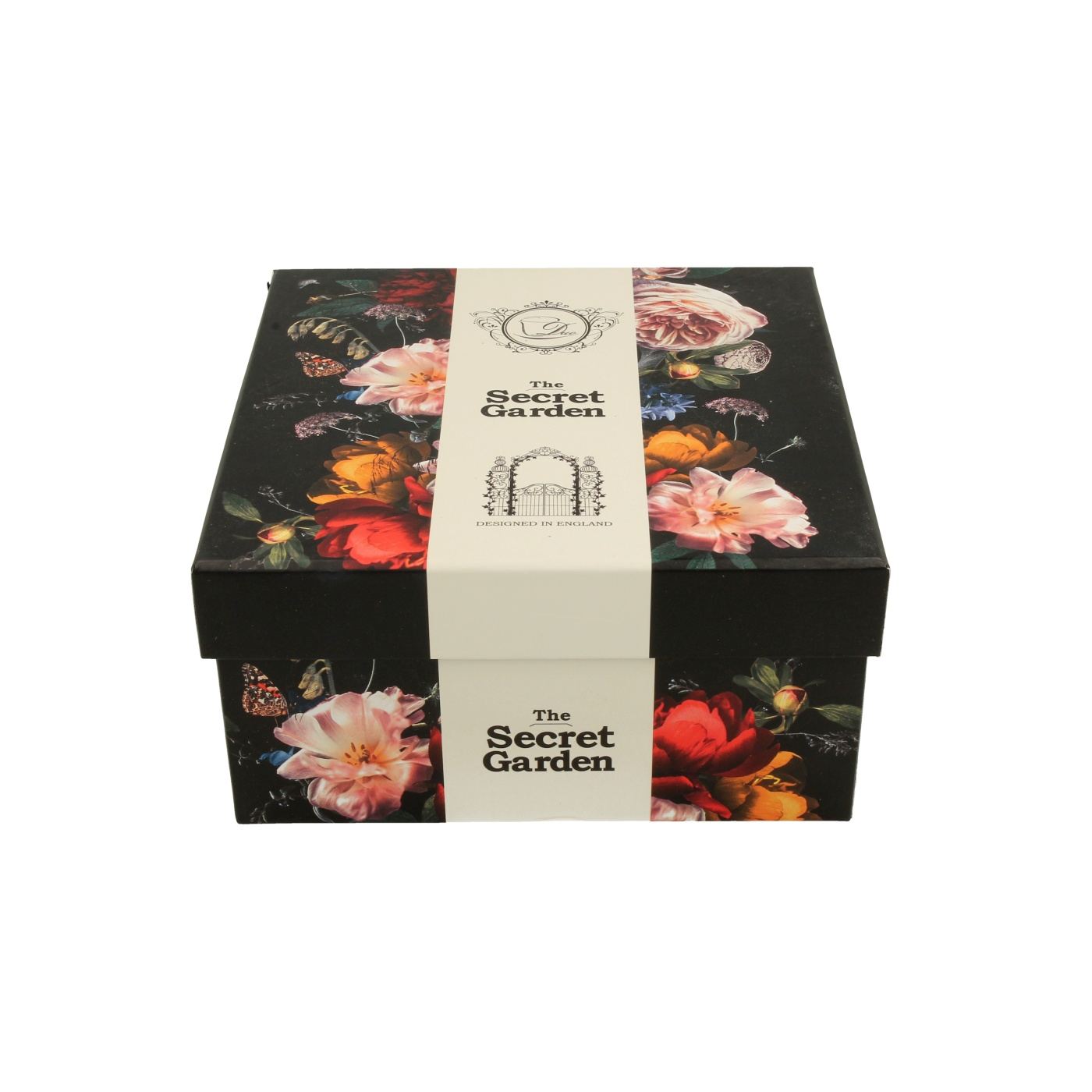 Csésze + tányér szett, porcelán, Dark Flowers, 240 ml - 2