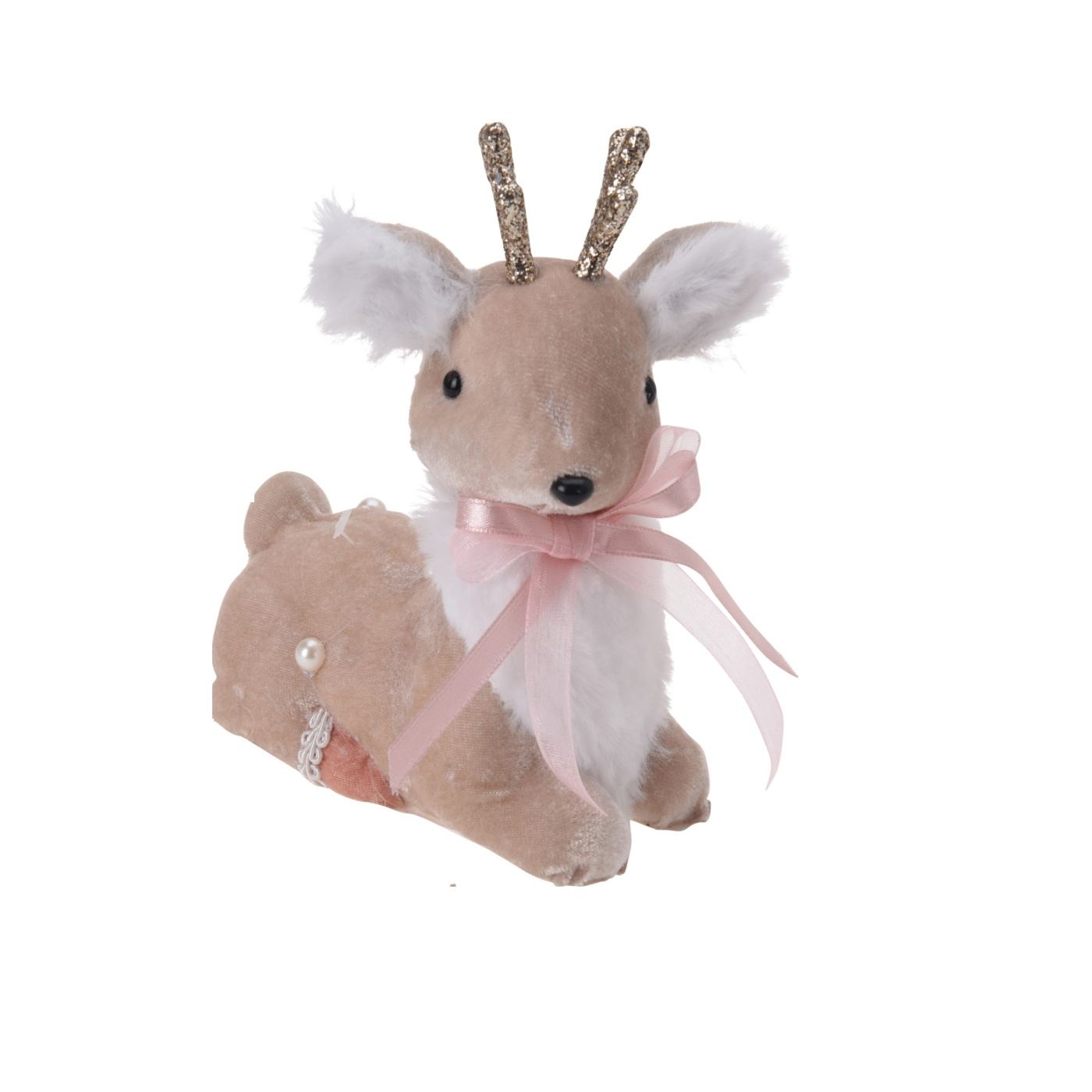 Álló rénszarvas figura, bársony, 15 cm - 2