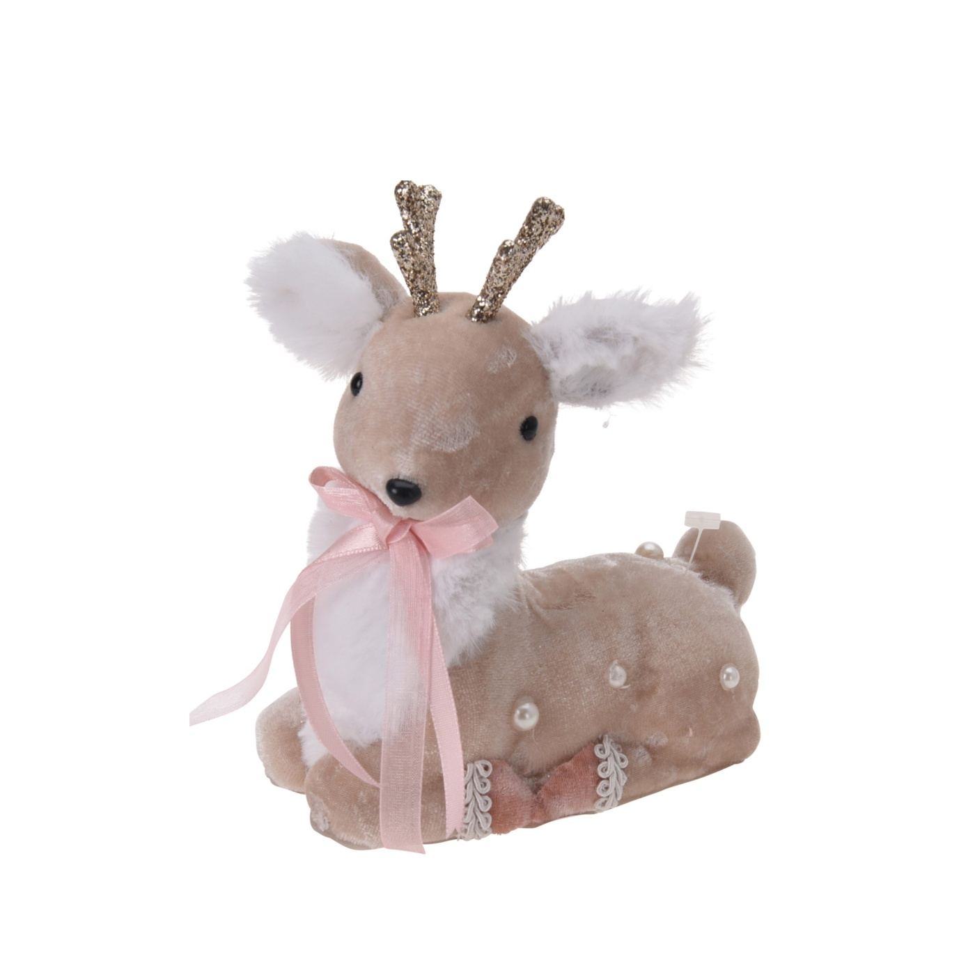 Álló rénszarvas figura, bársony, 15 cm - 3