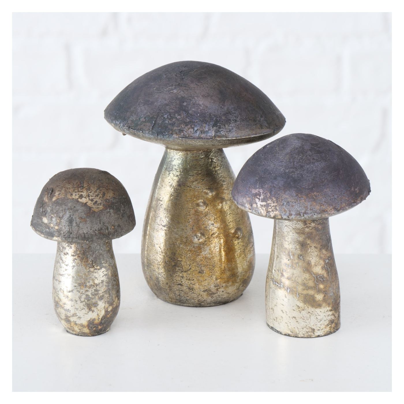 Dekoráció gomba, üveg, antik barna, 7 cm - 2