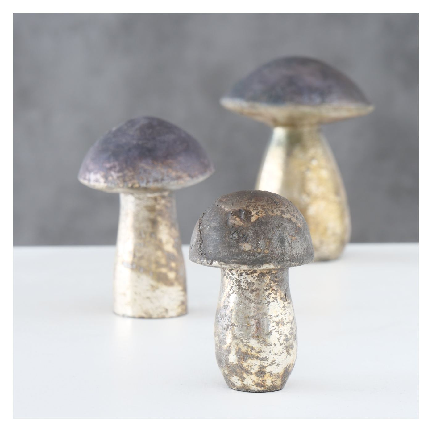 Dekoráció gomba, üveg, antik barna, 7 cm - 3