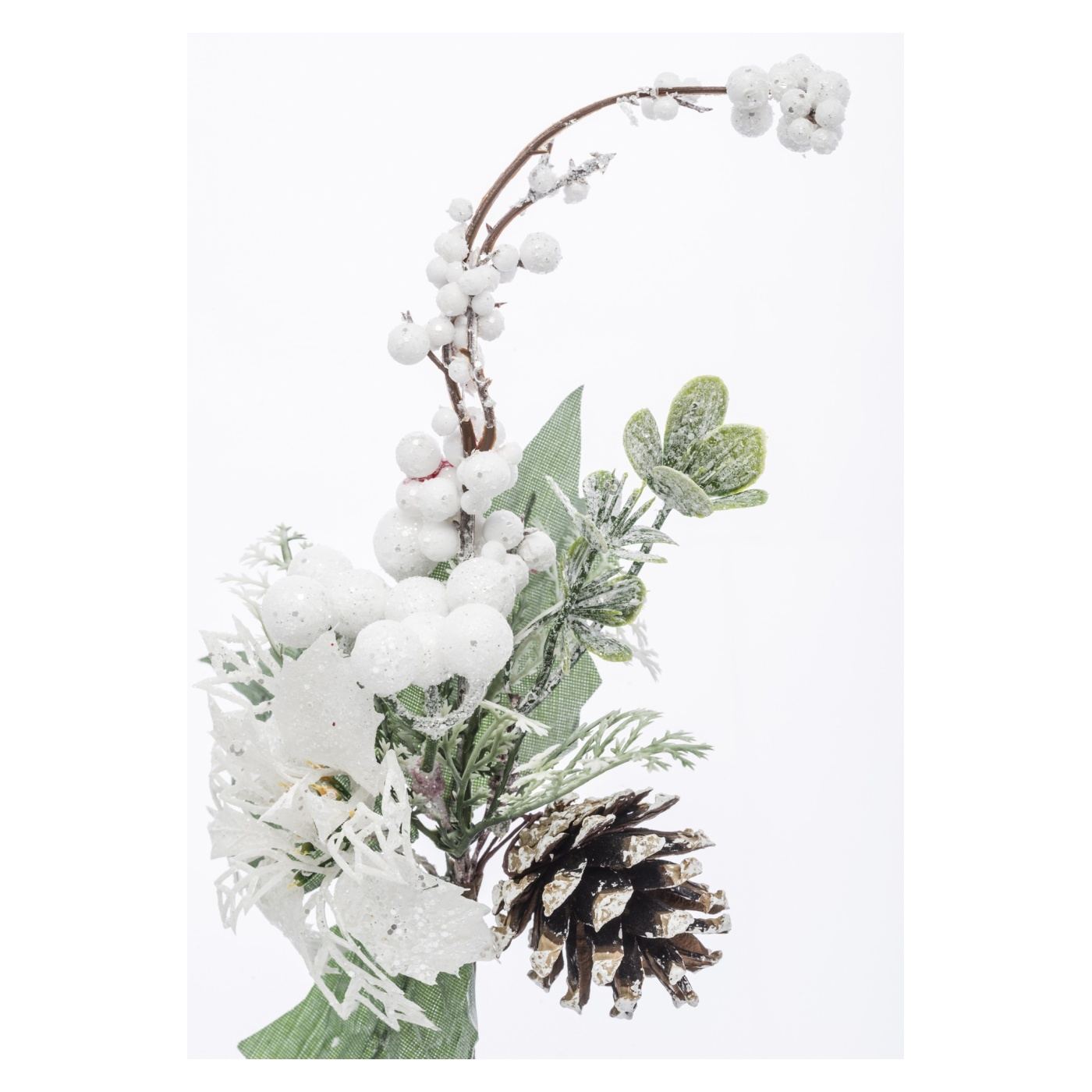Mesterséges téli ág, fehér/zöld, 27 cm - 2