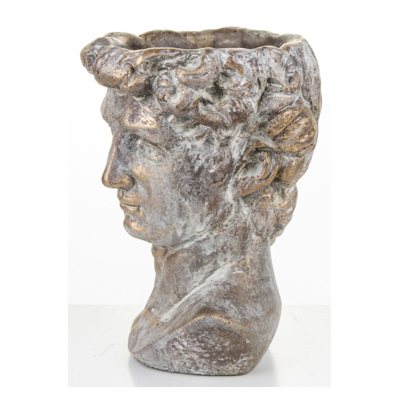 Kőváza, férfifej alakú, bronz, 16x12 cm - 4