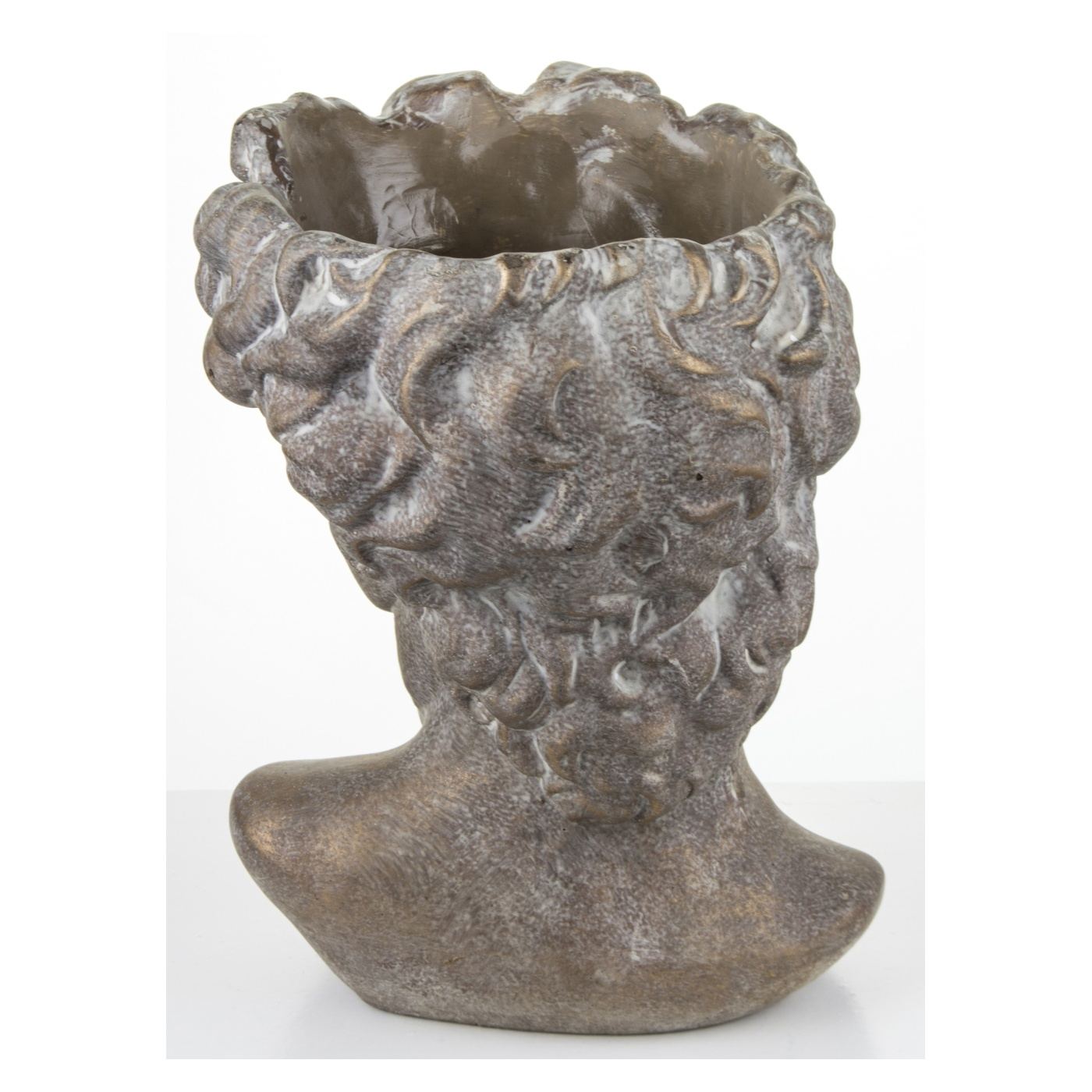 Kőváza, férfifej alakú, bronz, 27x20,5x18,5 cm - 3