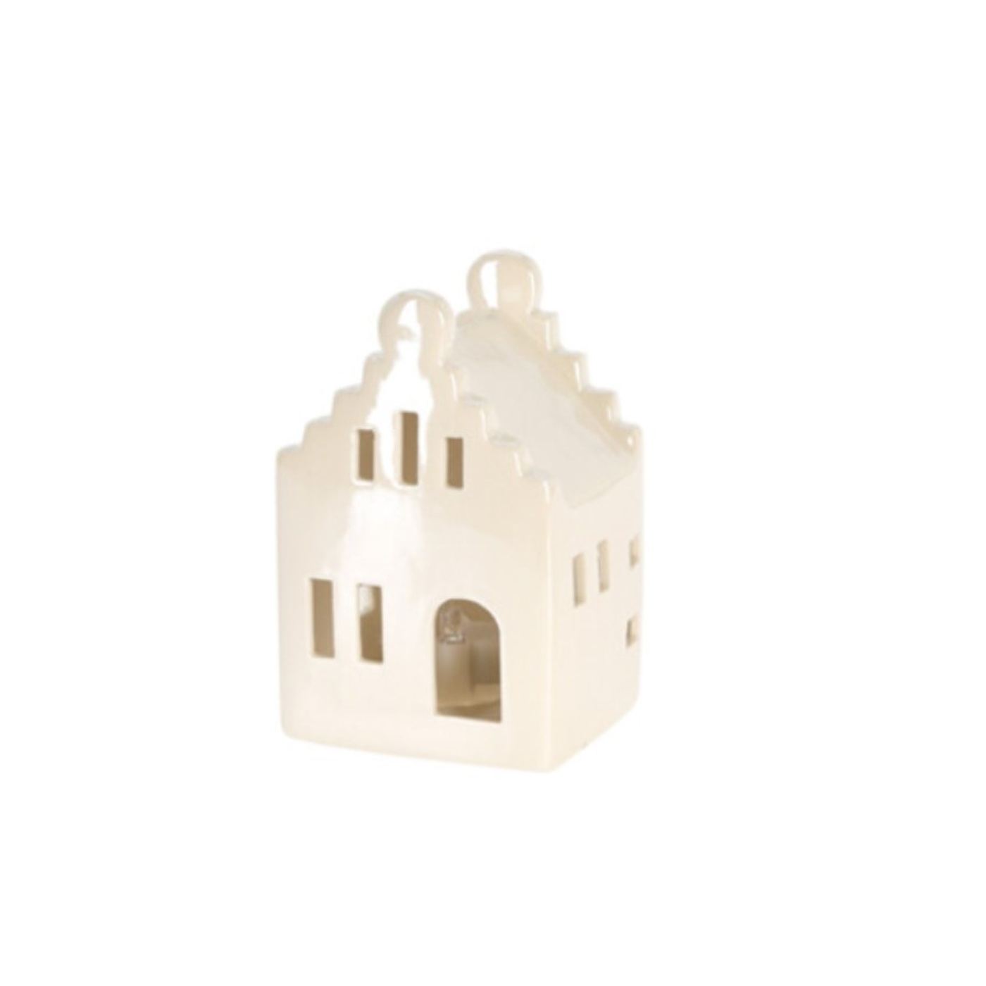 Dekoráció házikó, fehér, LED, 10 cm - 5