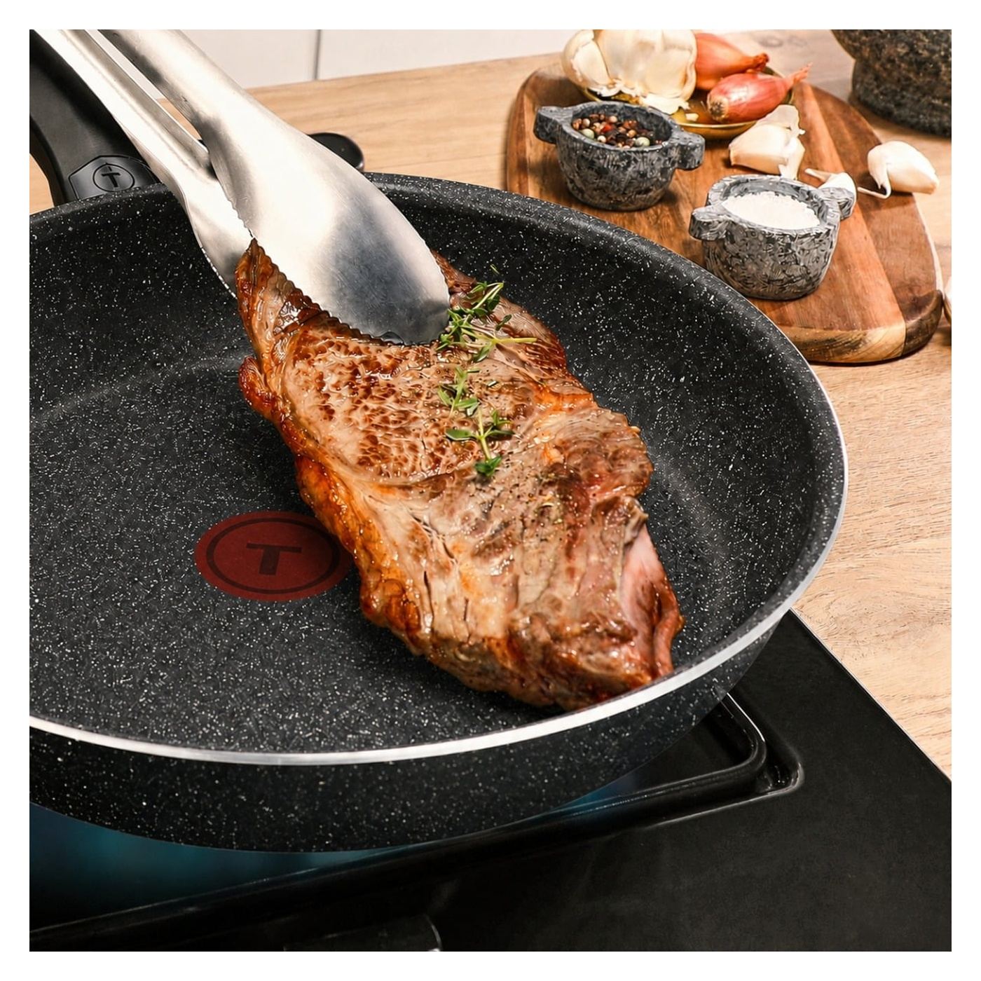 Tefal Extra serpenyő, 28 cm, alumínium, ultra-ellenálló tapadásmentes bevonat, Thermo-Signal™, fekete - 3