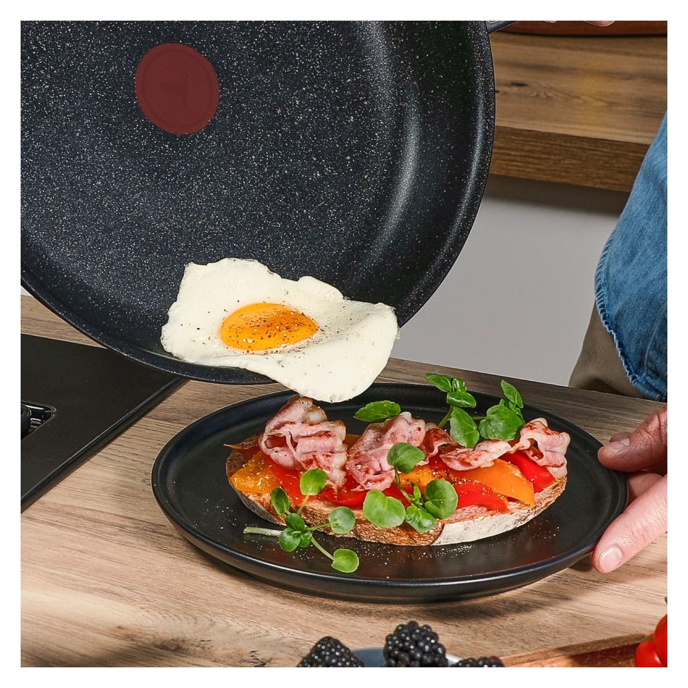 Tefal Extra serpenyő, 28 cm, alumínium, ultra-ellenálló tapadásmentes bevonat, Thermo-Signal™, fekete - 4